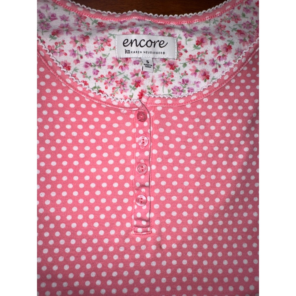 Encore Karen Neuburger Pajama Set Women S Pink Mint Polka Dot Floral 2-Pack Exc - Picture 5 of 8